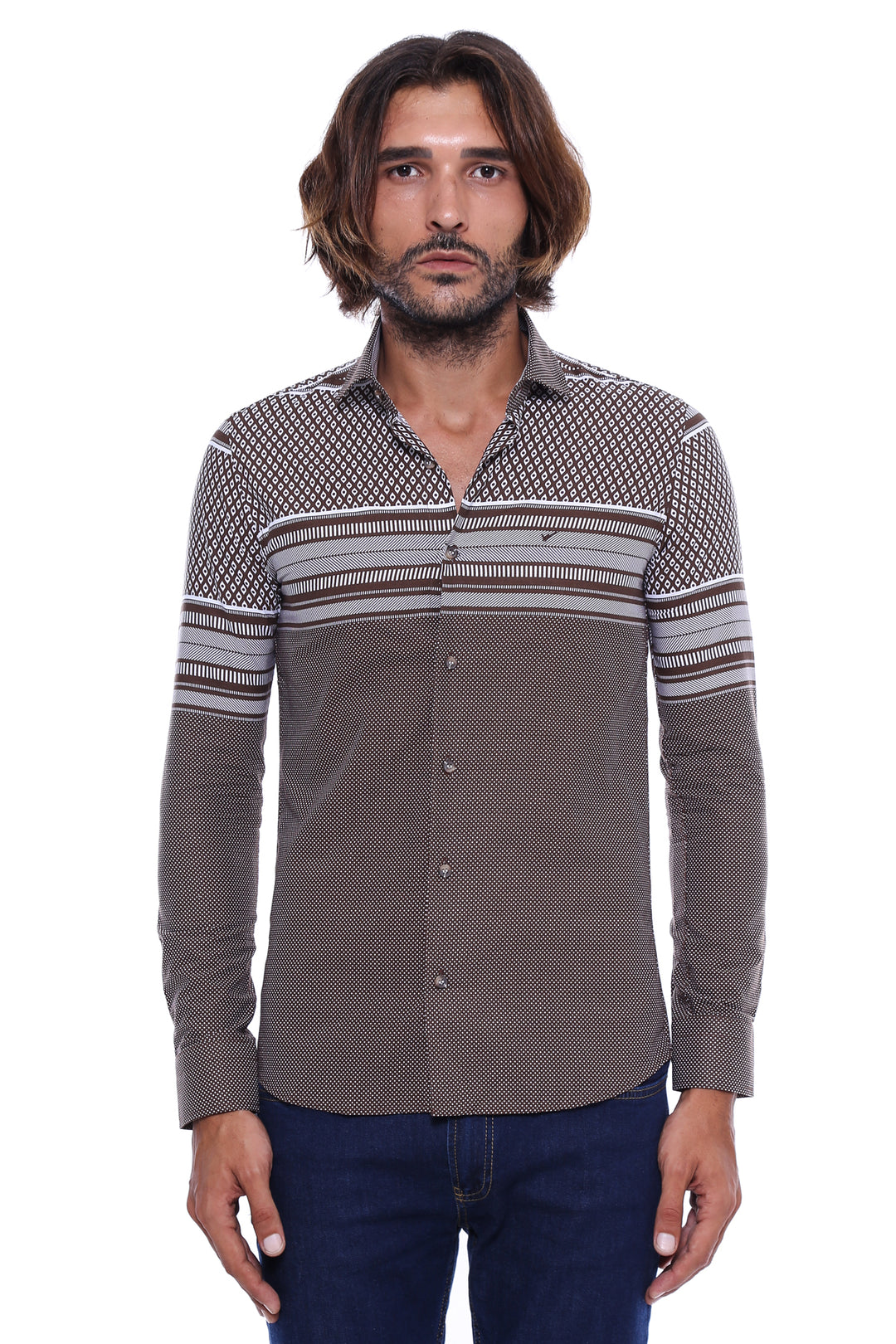 Brown Diamond Patterned Shirt - Wessi
