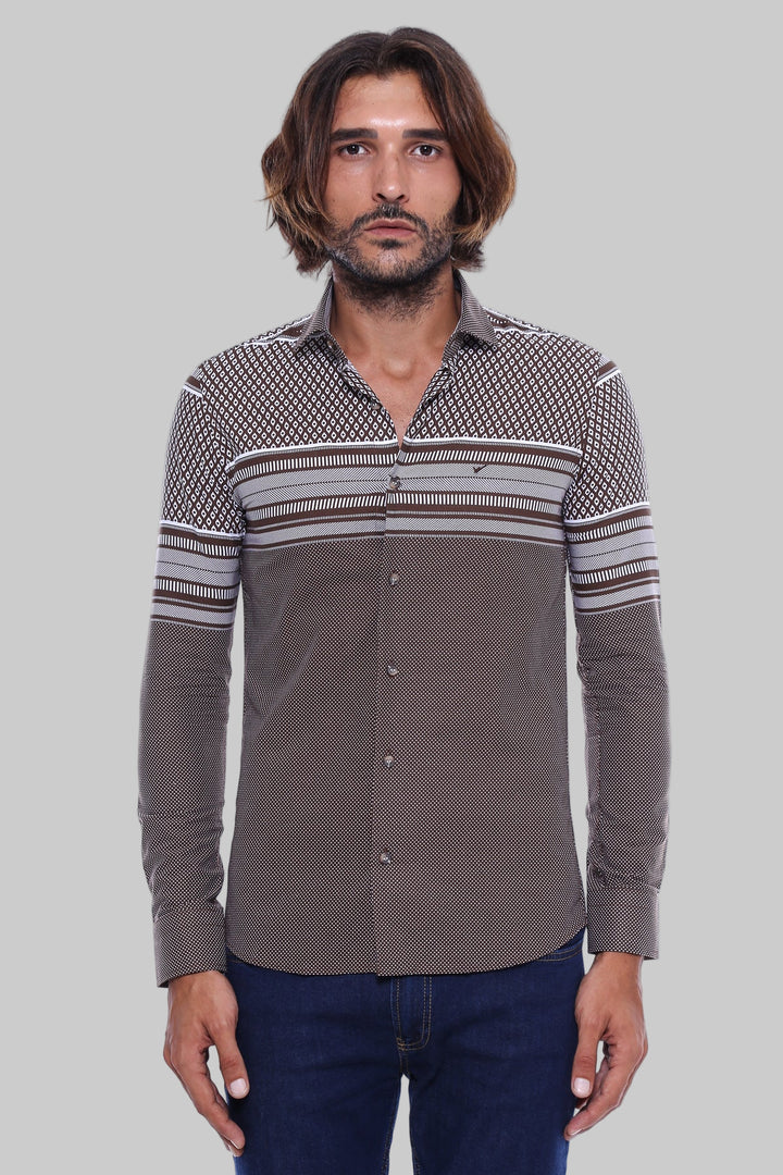 Brown Diamond Patterned Shirt - Wessi