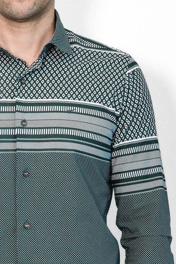 Рубашка с зеленым ромбовидным узором - Wessi