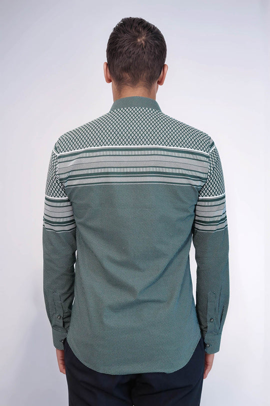 Рубашка с зеленым ромбовидным узором - Wessi