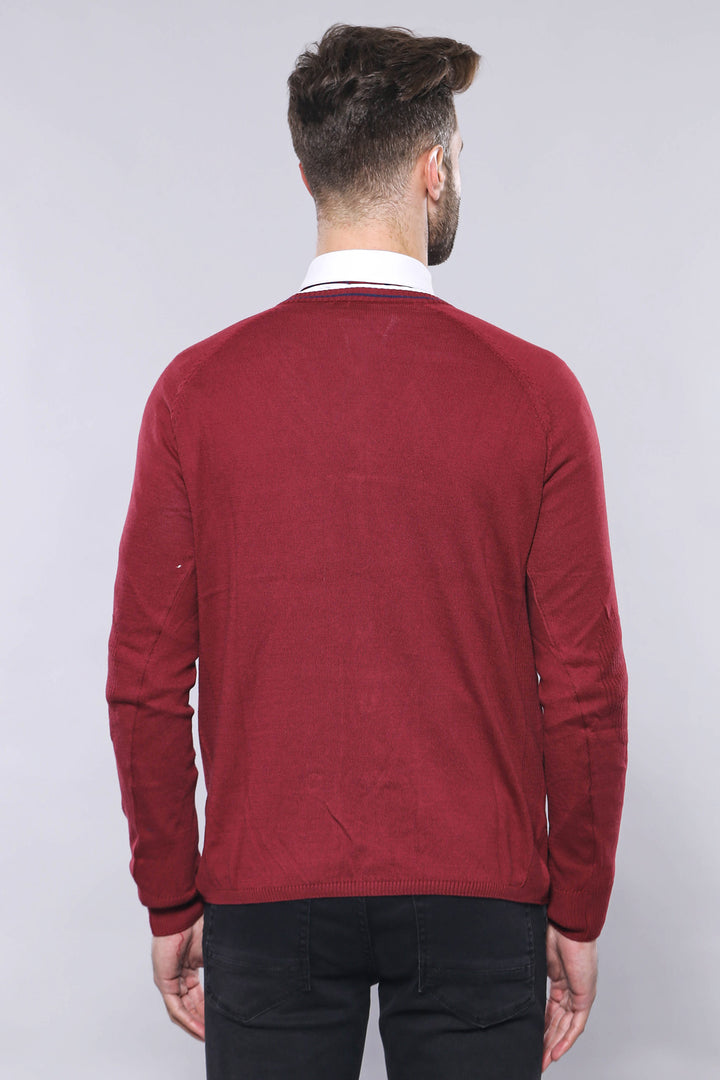 Burgundy Cotton Men's Knitwear - Wessi