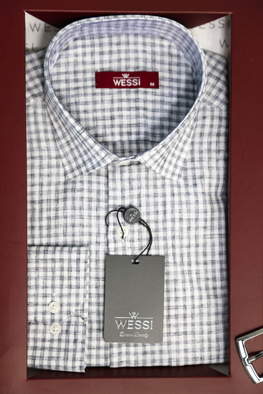 The Dapper Gift Box by Wessi – Includes Black Checkered Shirt, Black Tie & Black Belt