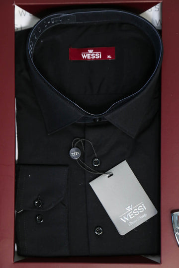 The Dapper Gift Box by Wessi – Includes Black Shirt, Black Tie & Black Textured Belt