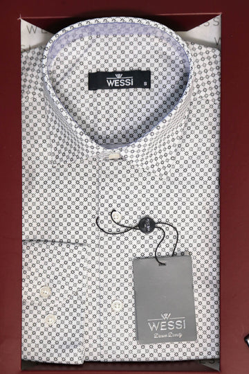The Dapper Gift Box by Wessi – Includes White Mini Check Shirt, Burgundy Tie; Black Belt