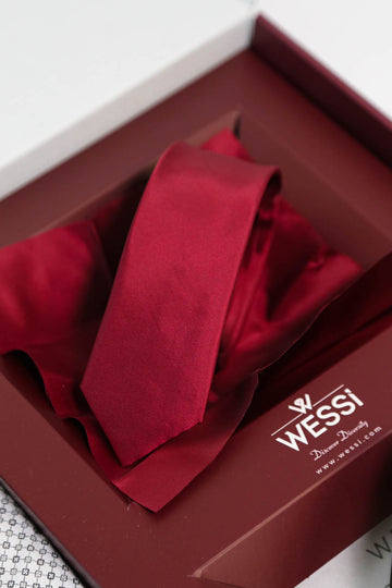 The Dapper Gift Box by Wessi – Includes White Mini Check Shirt, Burgundy Tie; Black Belt
