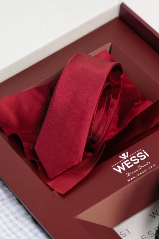 The Dapper Gift Box by Wessi – Includes Ice Blue Check Shirt, Burgundy Tie & Black Belt