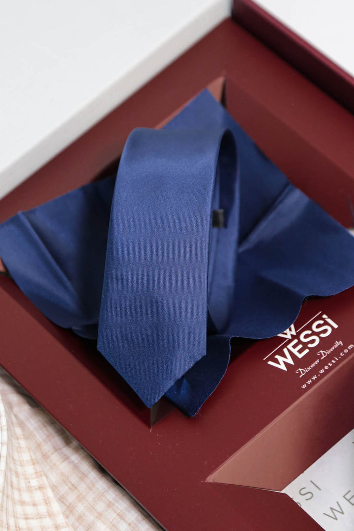 The Dapper Gift Box by Wessi – Includes Cream Check Shirt, Navy Tie & Tan Belt