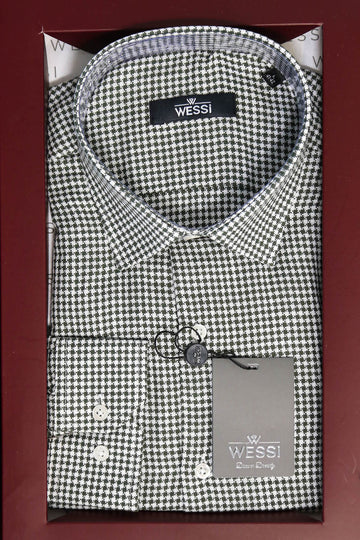 The Dapper Gift Box by Wessi – Includes Green Houndstooth Shirt, Black Tie & Brown Belt
