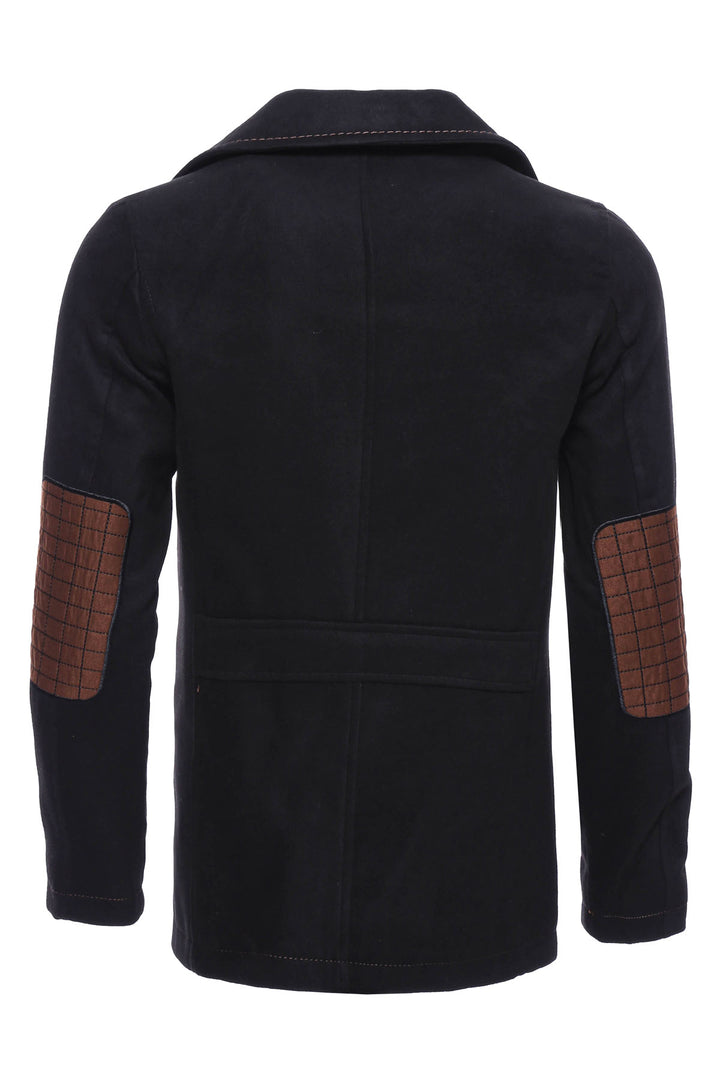 Manteau marron brodé à 6 boutons avec bord de poche-Wessi