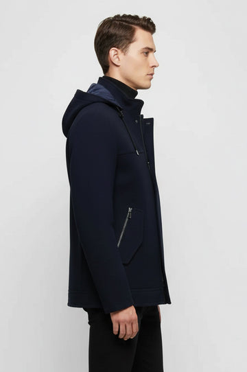 Manteau Homme Bleu à Capuche et Manches Zippées - Wessi