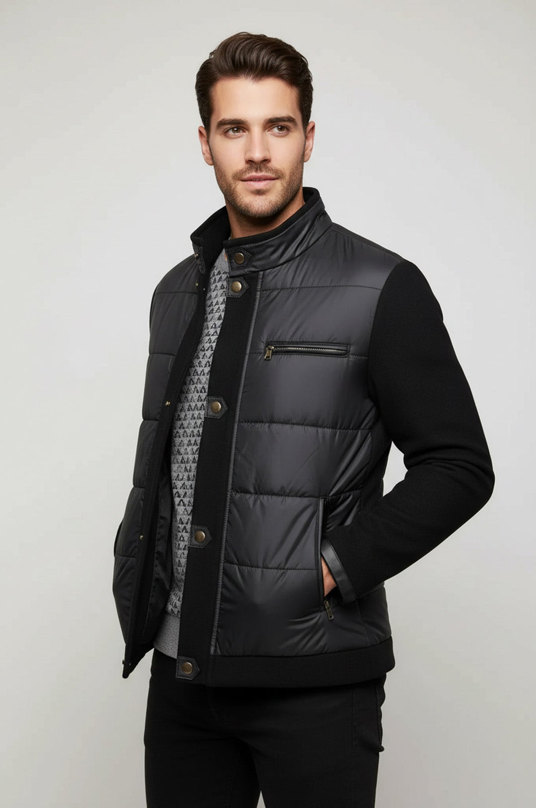 Abrigo acolchado negro para hombre - Wessi