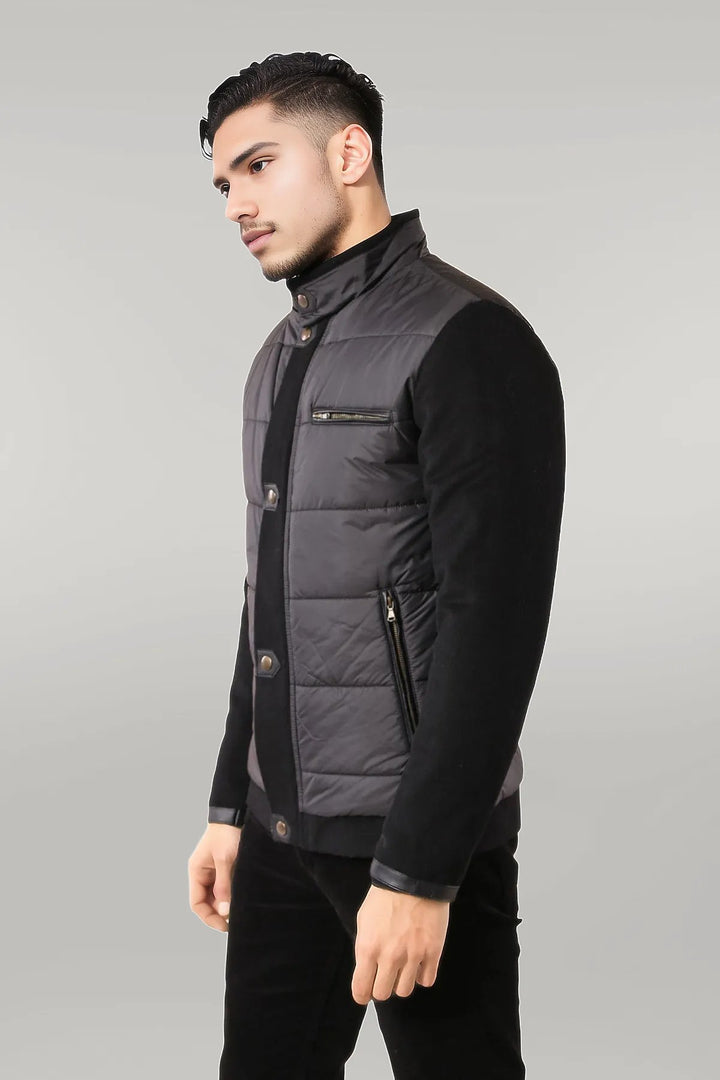 Black Quilted Men Coat - Wessi