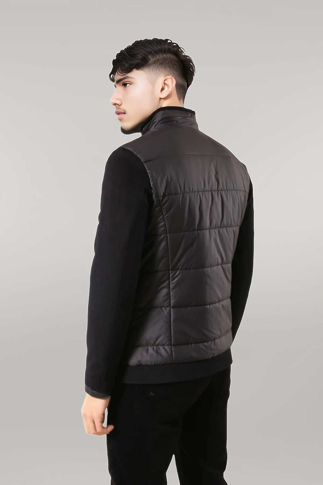 Black Quilted Men Coat - Wessi