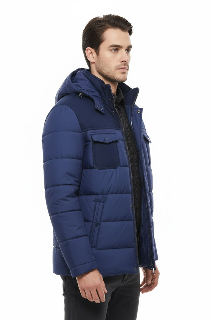 معطف رجالي منفوخ باللون الأزرق الداكن - Wessi