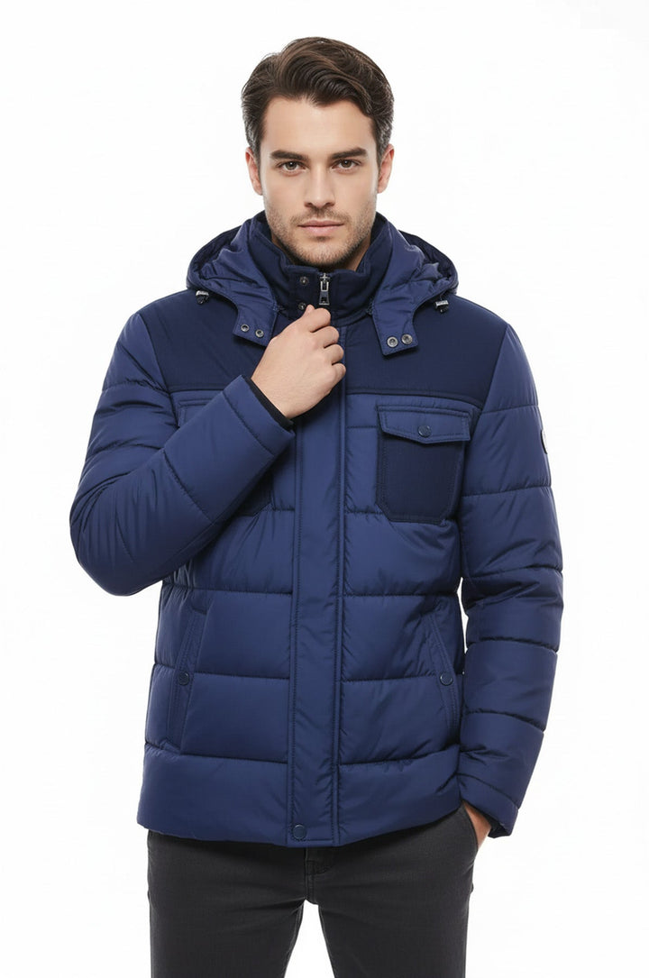 معطف رجالي منفوخ باللون الأزرق الداكن - Wessi