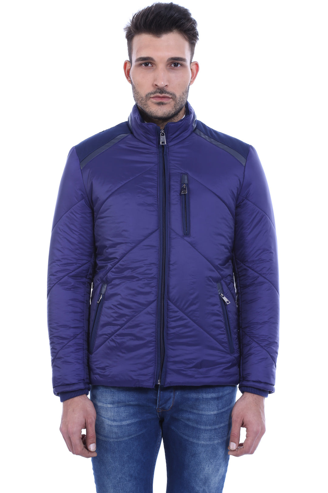 Blue Quilted Down Coat - Wessi