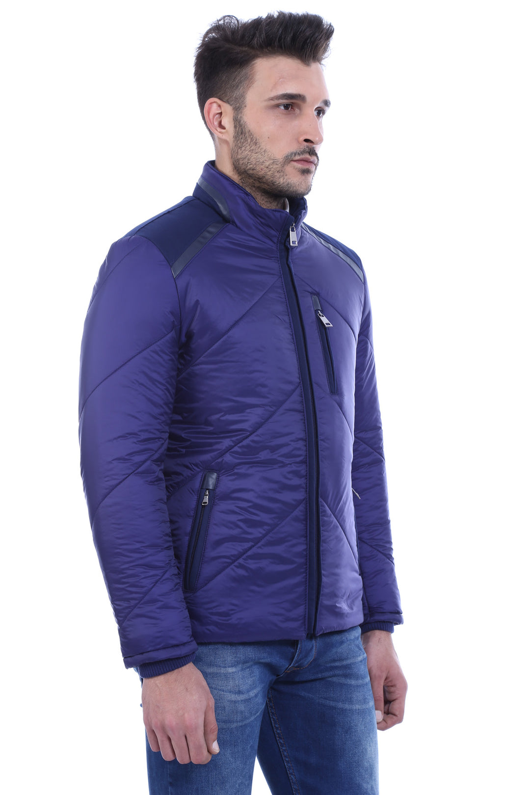 Blue Quilted Down Coat - Wessi