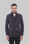 Veste matelassée coupe slim marron foncé modelée en cuir - Wessi