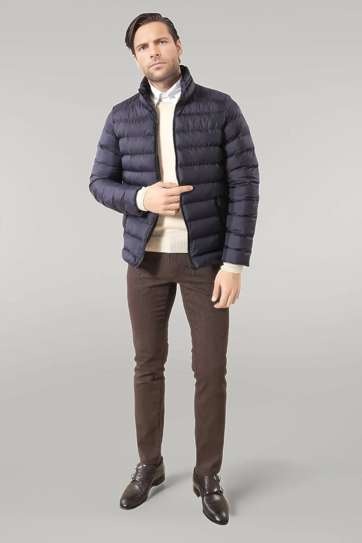 Giacca corta da uomo in piumino blu navy | Wess