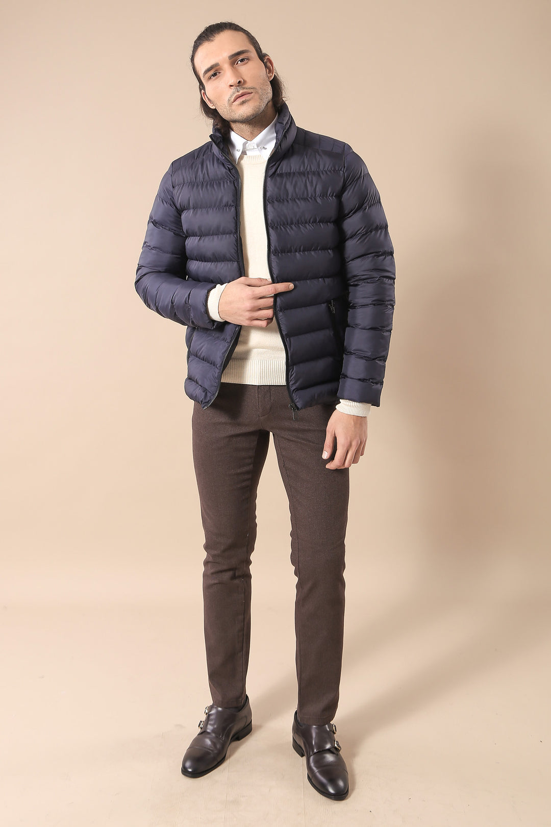 Giacca corta da uomo in piumino blu navy | Wess
