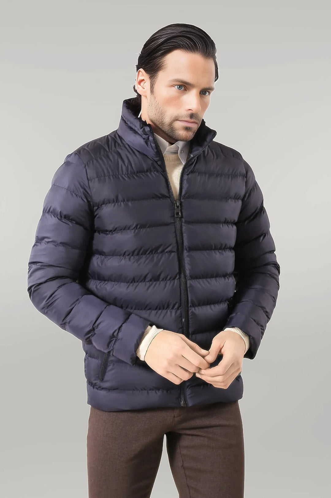 Giacca corta da uomo in piumino blu navy | Wess