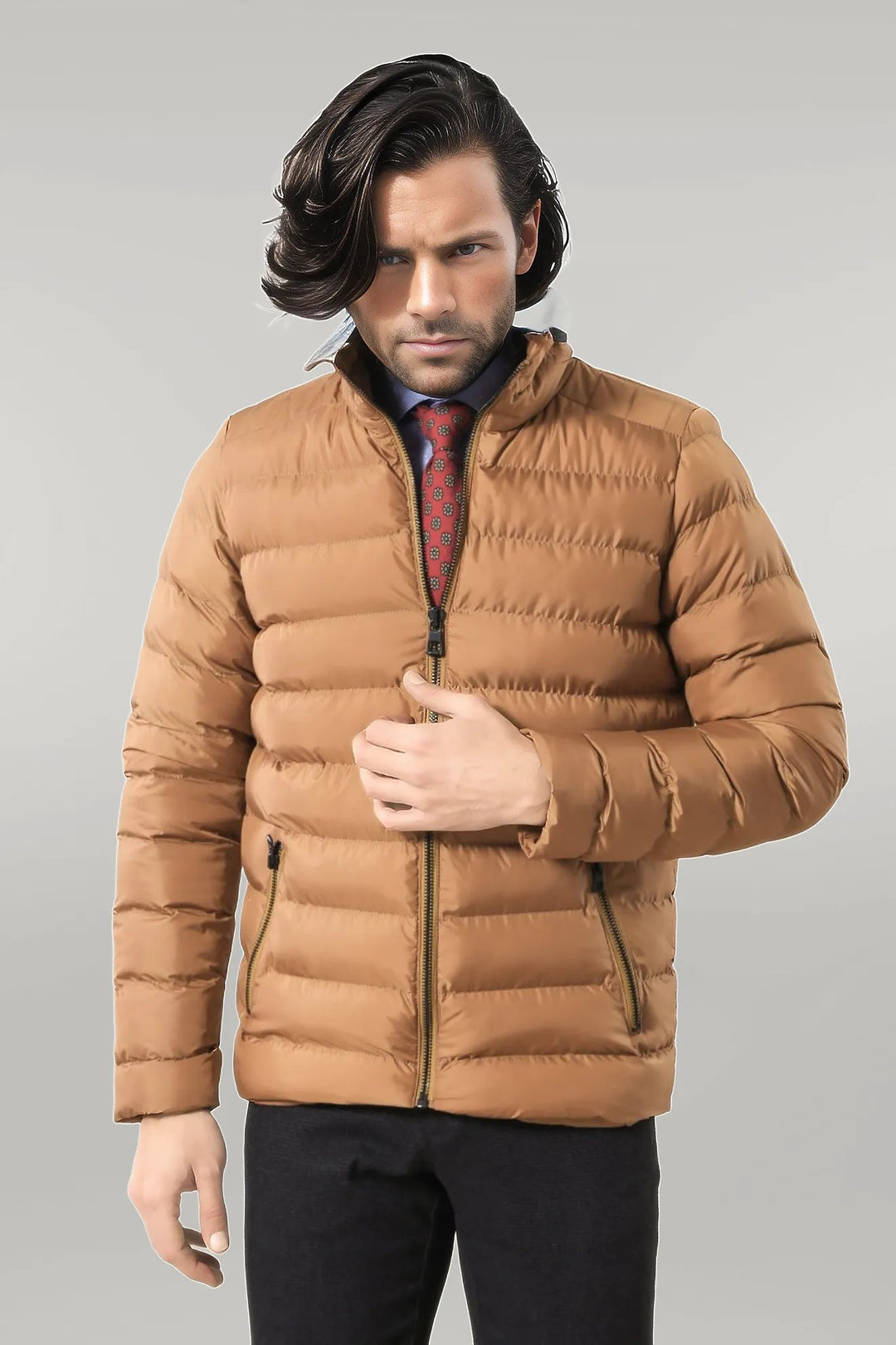 Giacca corta da uomo in piumino cammello - Wessi