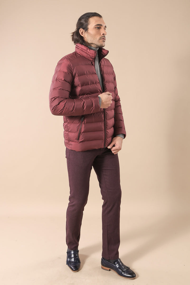 Quilted Standing Collar 2 Pockets Short Men Down Coat - Wessi