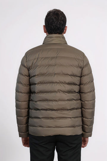 Doudoune Courte Matelassé Col Montant 2 Poches Kaki Homme - Wessi