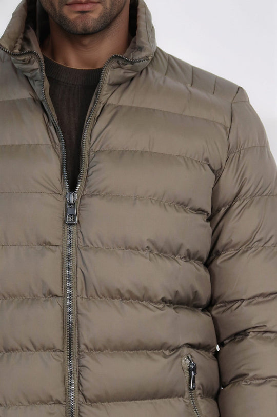 Doudoune Courte Matelassé Col Montant 2 Poches Kaki Homme - Wessi