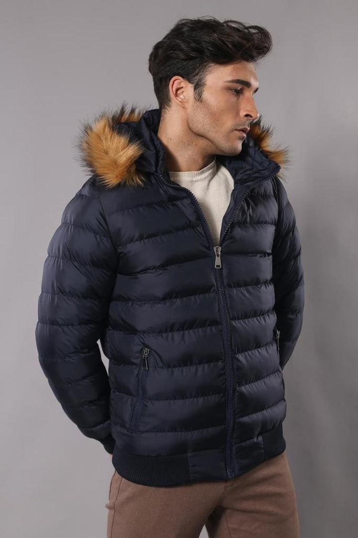 Doudoune à capuche bleu marine pour homme | Wess