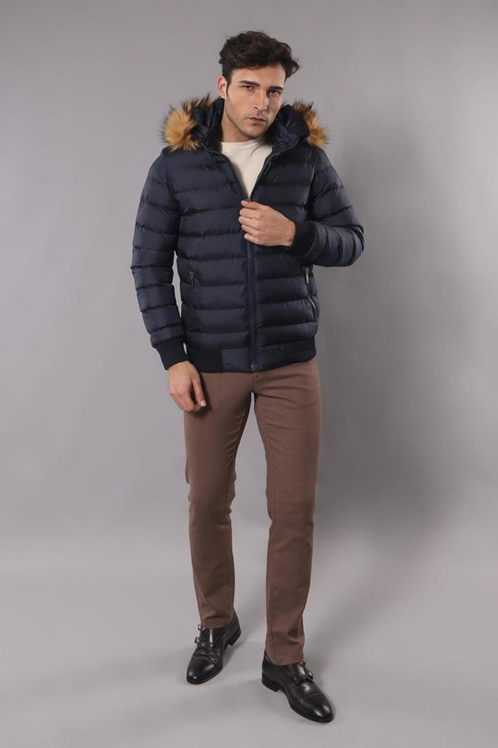 Doudoune à capuche bleu marine pour homme | Wess