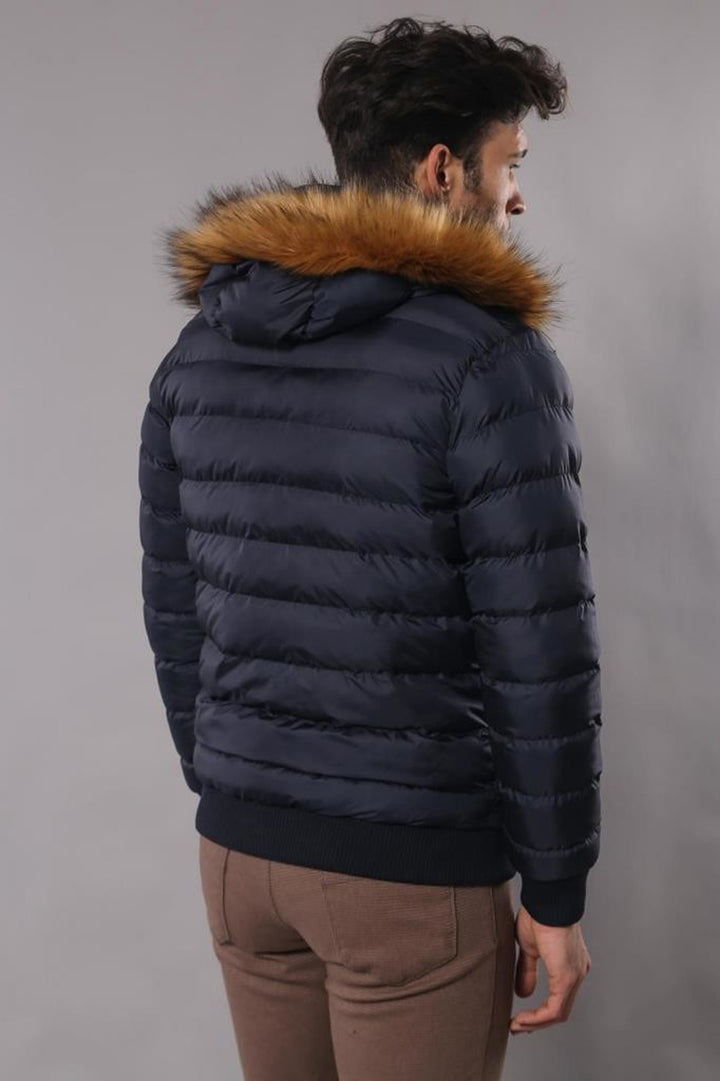 Doudoune à capuche bleu marine pour homme | Wess