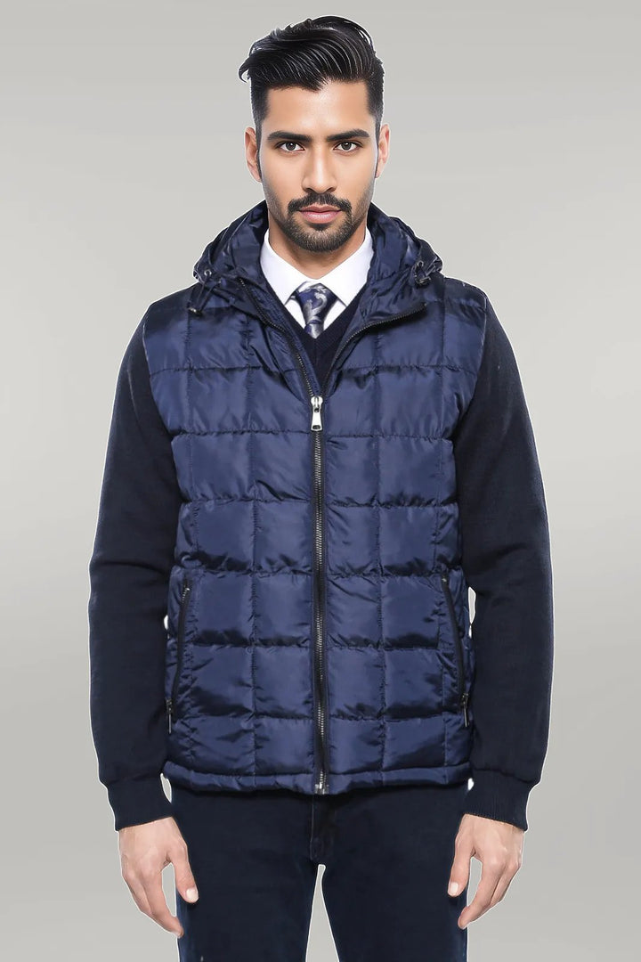 Hooded Navy Blue Coat Jacket | Wessi