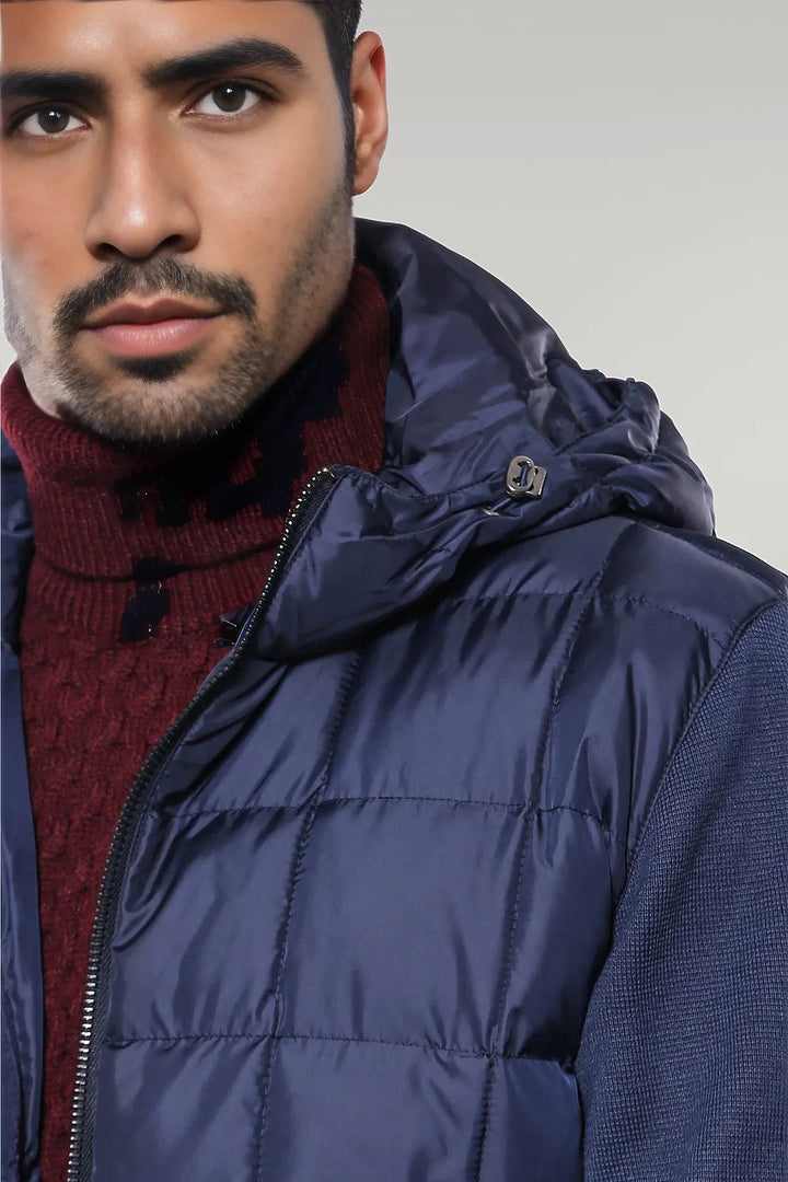 Hooded Navy Blue Men Winter Coat - Wessi