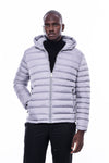 Hooded Quilted Grey Men Coat - Wessi