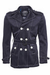 Double Breasted Navy Blue Men Trench Coat - Wessi