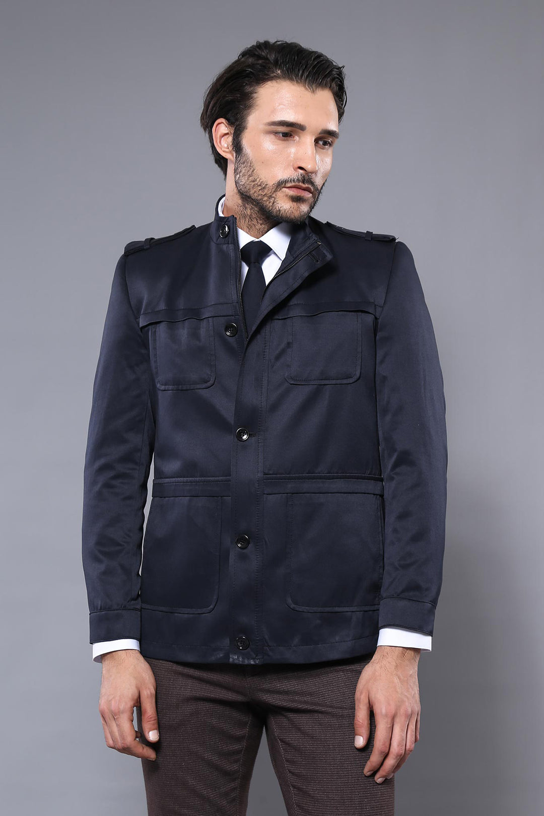 Cappotto corto da uomo blu navy semplice - Wessi