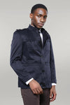 Plain Navy Blue Men Short Coat - Wessi