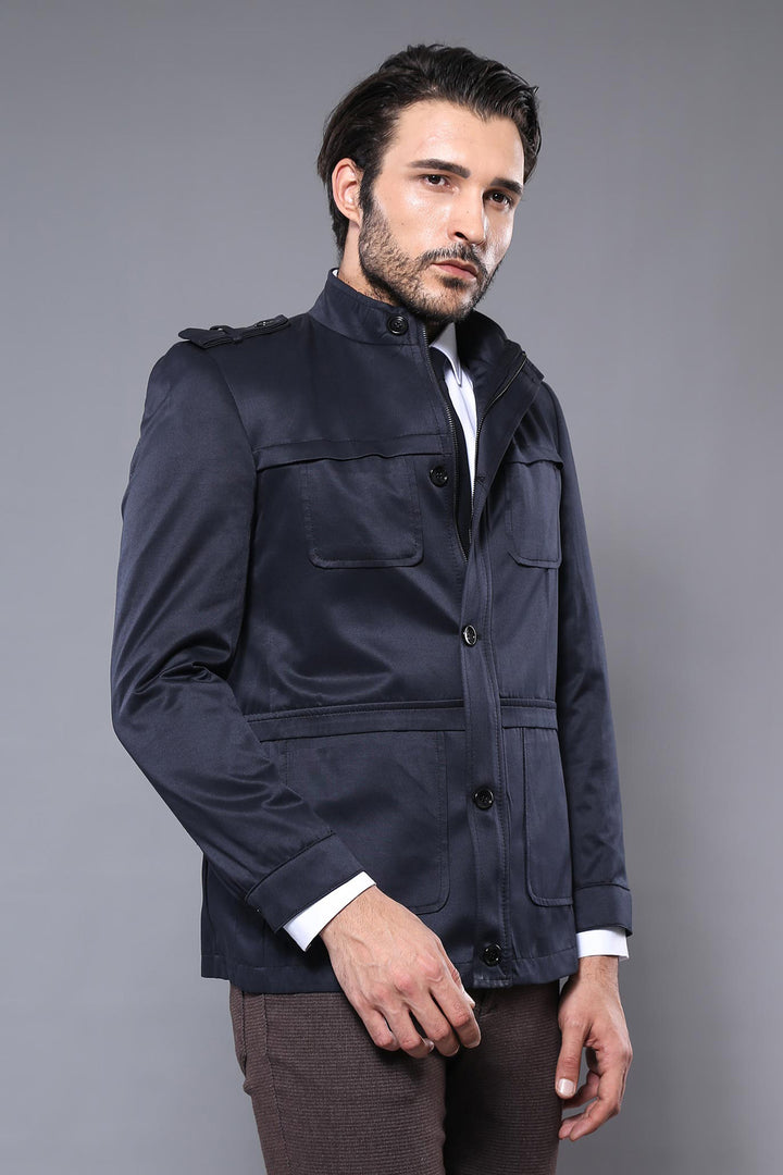 Cappotto corto da uomo blu navy semplice - Wessi