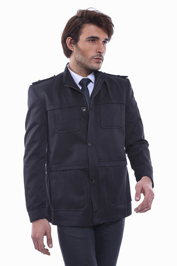 Cappotto corto nero semplice da uomo - Wessi