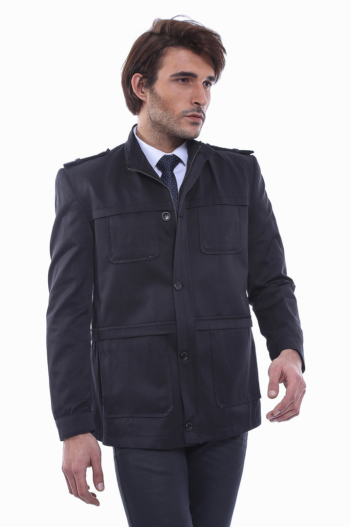 Abrigo corto negro liso para hombre - Wessi