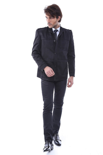 Cappotto corto nero semplice da uomo - Wessi