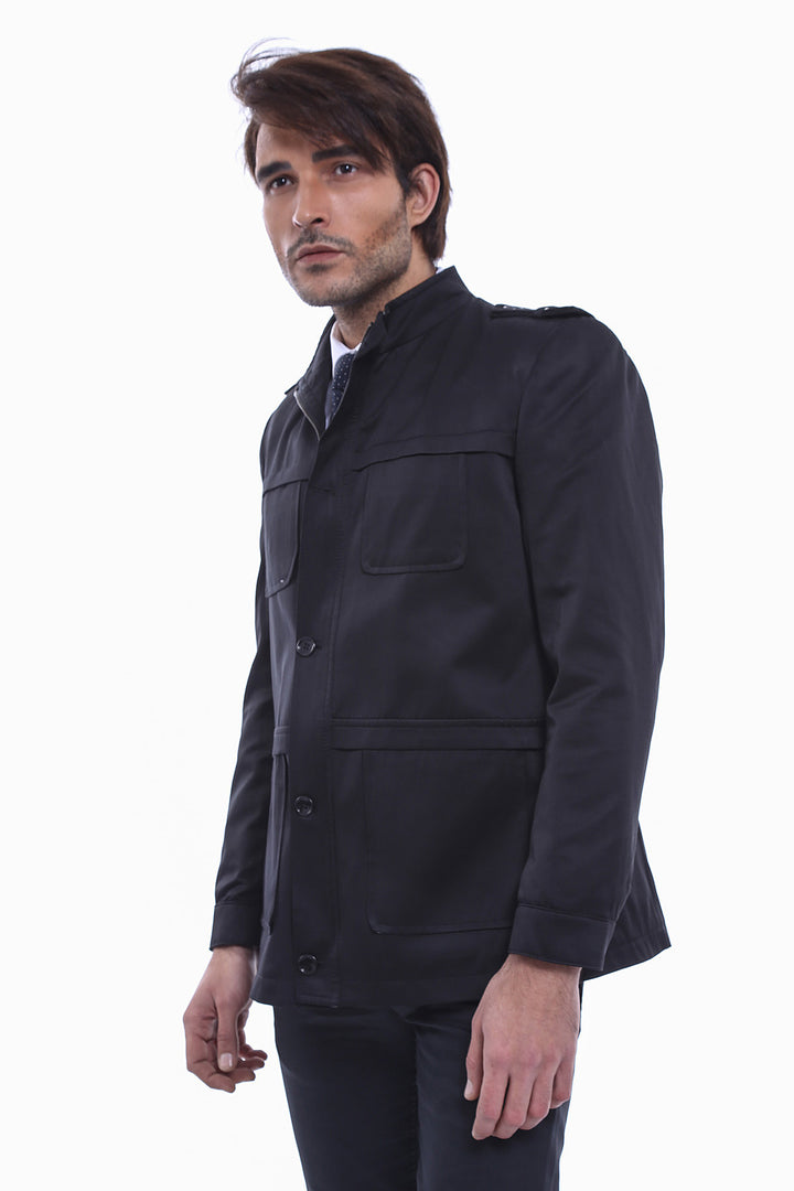 Abrigo corto negro liso para hombre - Wessi