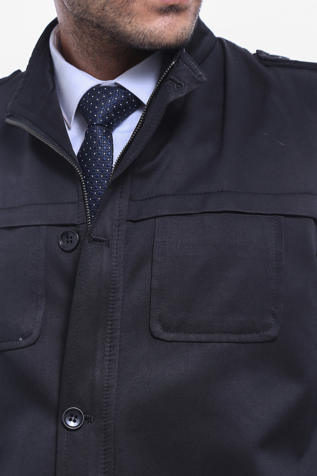 Abrigo corto negro liso para hombre - Wessi