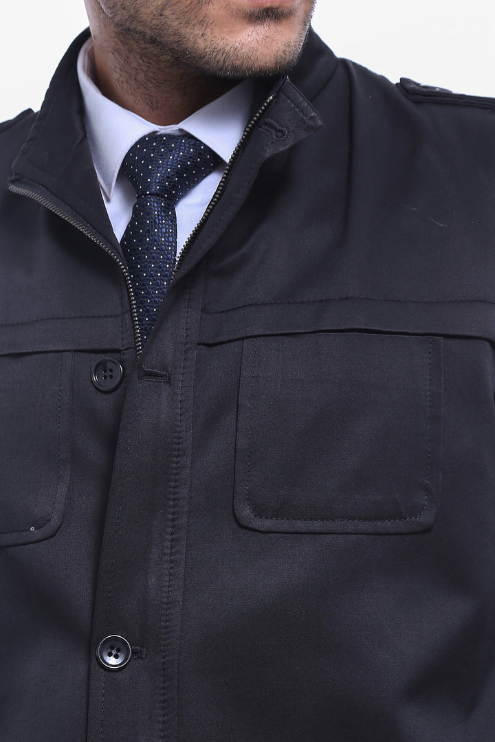 Abrigo corto negro liso para hombre - Wessi