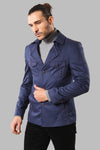 Navy Blue Cotton Trench Coat - Wessi