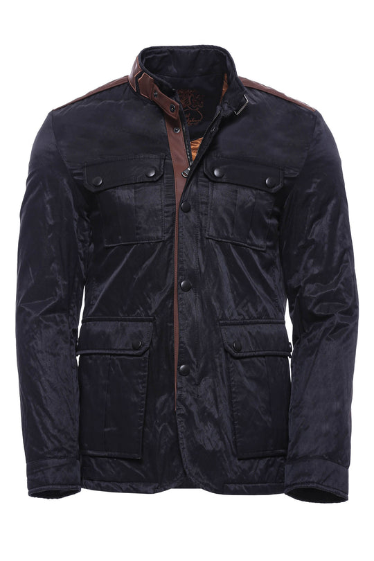 Cappotto corto nero con 4 tasche e bottoni automatici-Wessi