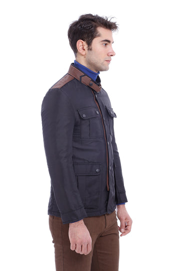 Cappotto corto nero con 4 tasche e bottoni automatici-Wessi