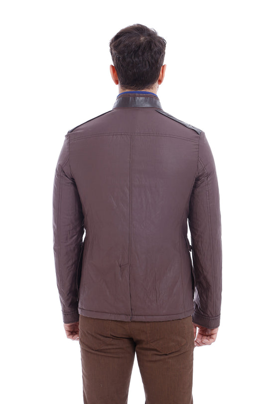 Manteau court marron à 4 poches et boutons-pression - Wessi