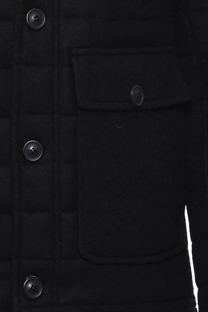 Bag Pocket Felt Hooded 4 Pocket Black Coat-Wessi